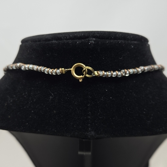 Black & White Ceramic Fetish Birds Beaded Necklace Pierced Earrings Set Vintage - Picture 9 of 12